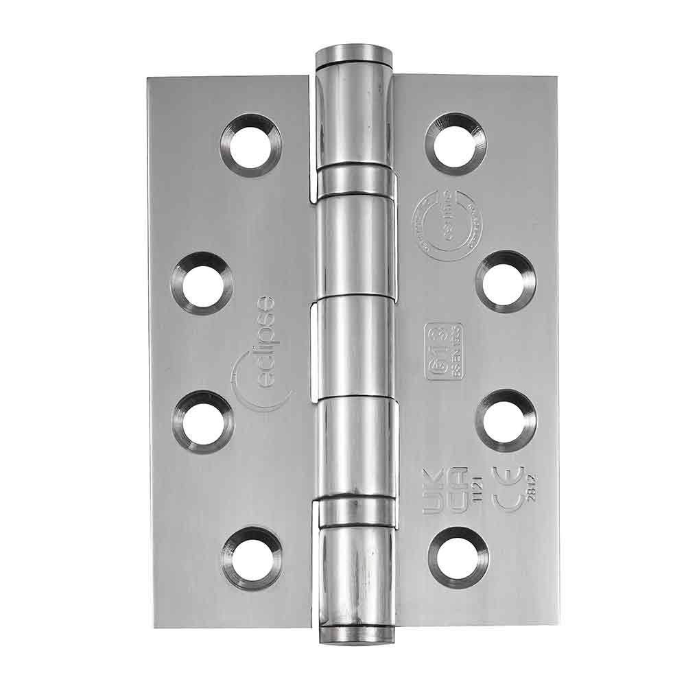 Eclipse 4 inch (102mm) Ball Bearing Hinge Grade 13 Square Ends - Polished Stainless (Pack of 3)